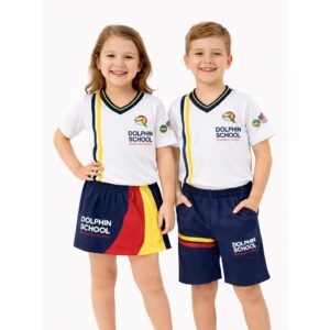 Saia Shorts e Bermuda Azul Marinho com Modelos Dolphin School